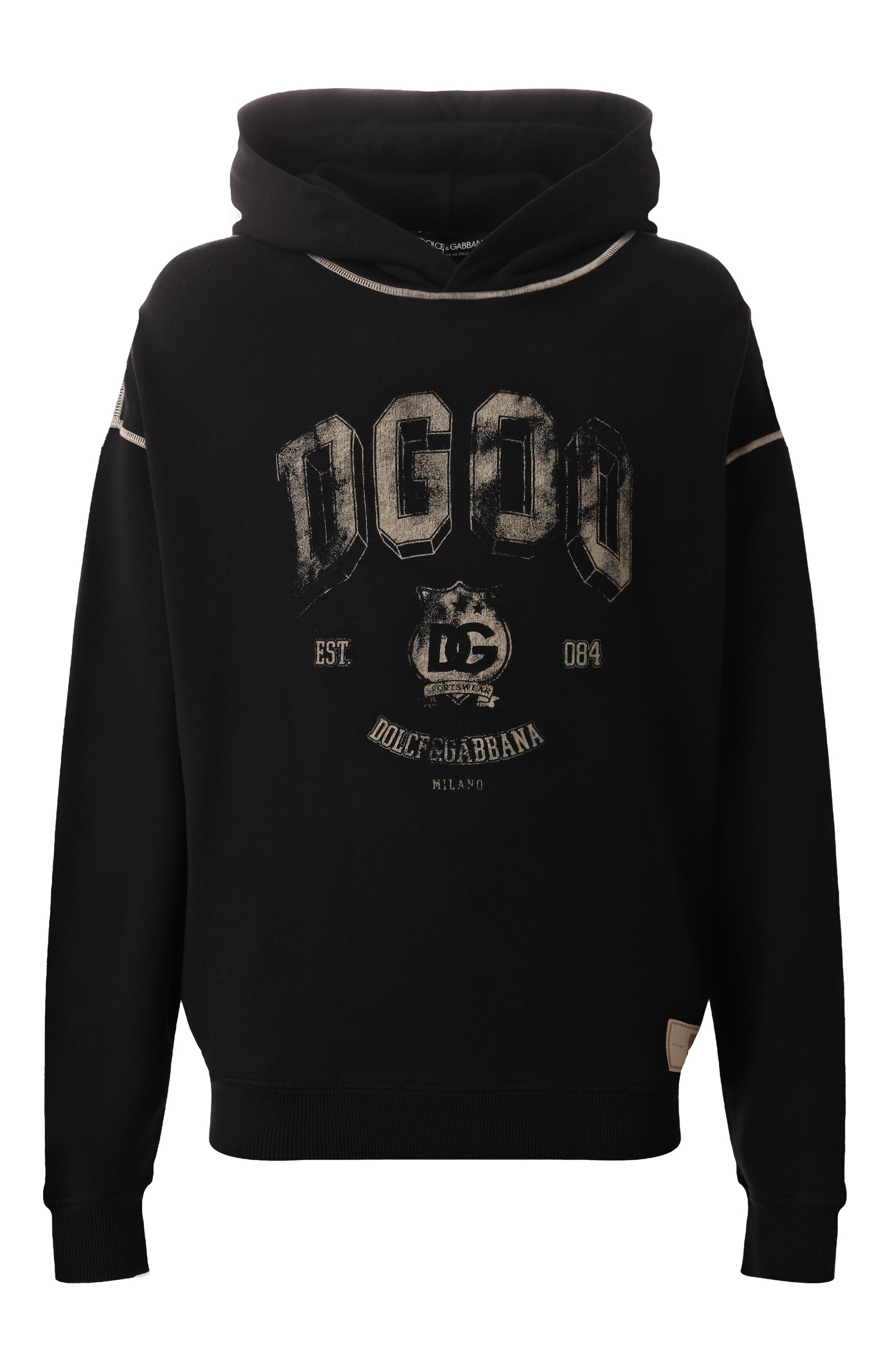 Хлопковое худи DOLCE & GABBANA черного цвета по цене 77700 руб., арт. G9AJAT/G7NQC, фото 1 Хлопковое худи DOLCE & GABBANA, арт. G9AJAT/G7NQC, фото 1