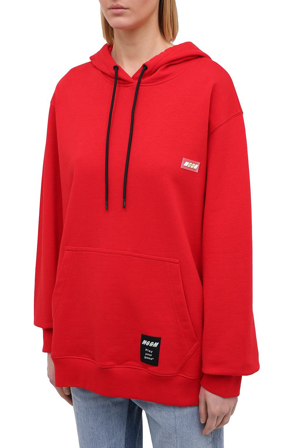 Хлопковое худи MSGM красного цвета по цене 19650 руб., арт. 2945MDM34 207649, фото 3 Хлопковое худи MSGM, арт. 2945MDM34 207649, фото 3
