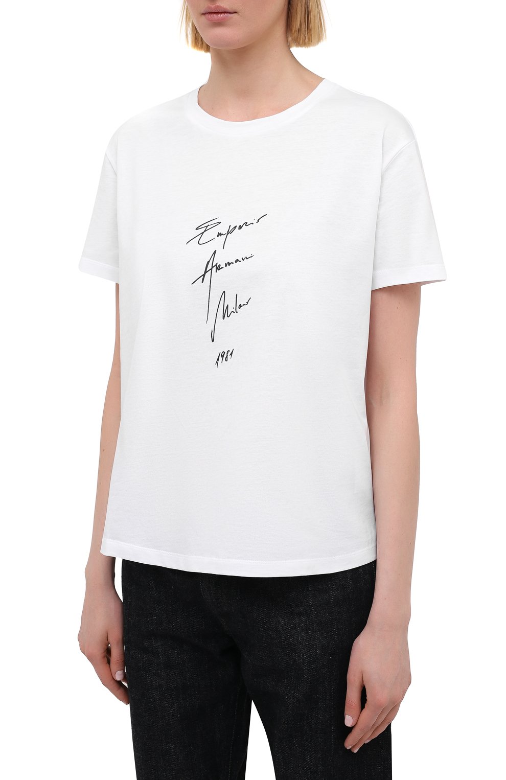 Хлопковая футболка EMPORIO ARMANI белого цвета по цене 11600 руб., арт. 3K2T7B/2J95Z, фото 3 Хлопковая футболка EMPORIO ARMANI, арт. 3K2T7B/2J95Z, фото 3
