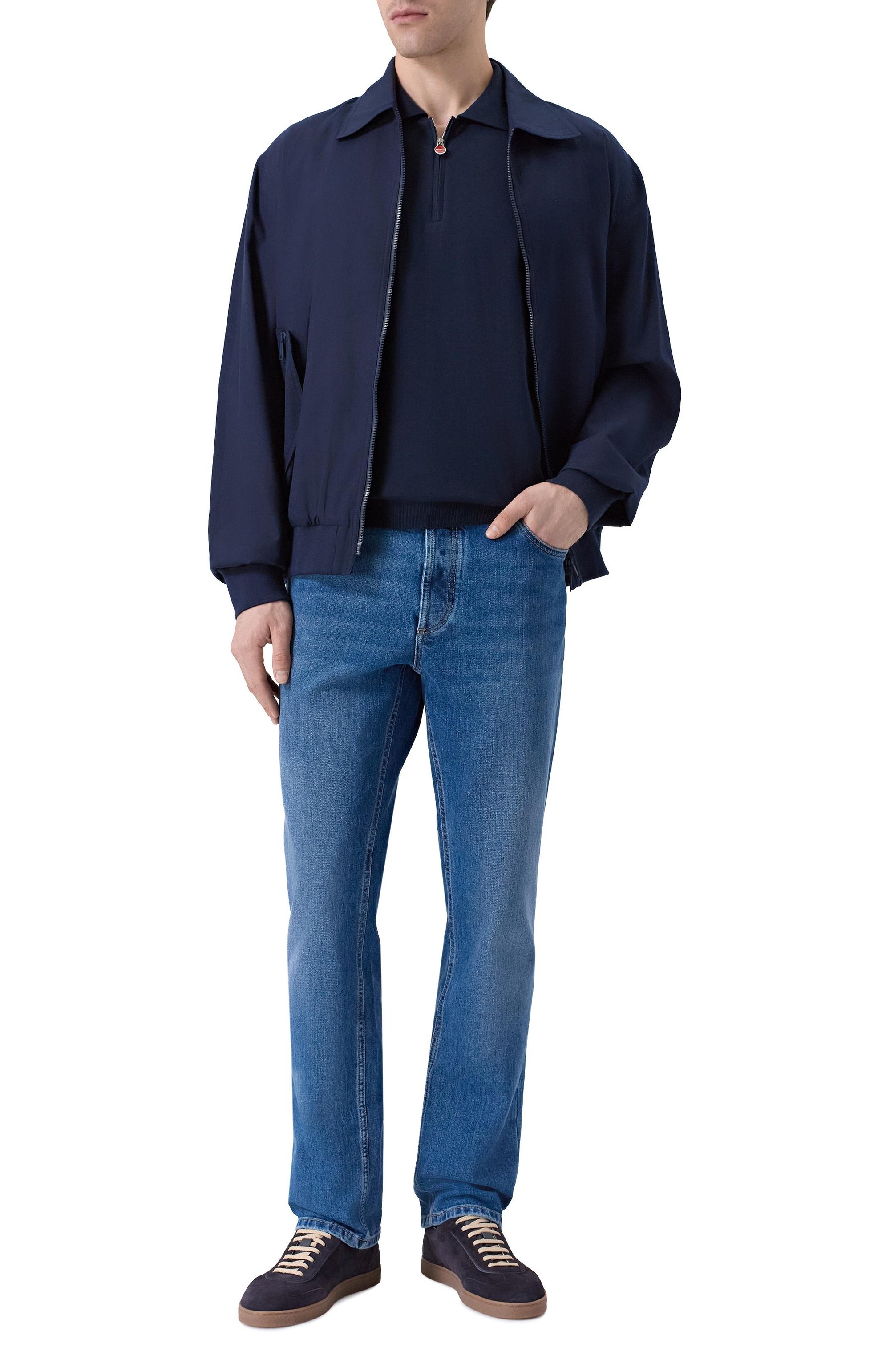 Хлопковое поло KITON темно-синего цвета по цене 141000 руб., арт. UMKX33Z_001, фото 2 Хлопковое поло KITON, арт. UMKX33Z_001, фото 2