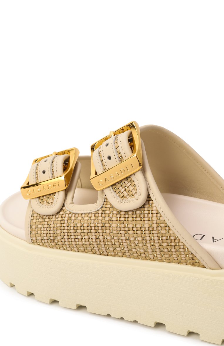 Женские шлепанцы birky CASADEI бежевого цвета, арт. 2M459J0401/C2825 | Фото 7 (Подошва: Платформа; Материал внешний: Экокожа; Материал внутренний: Натуральная кожа; Автоматизация ТО: Проставлено; Автоматизация состава: Проставлено)