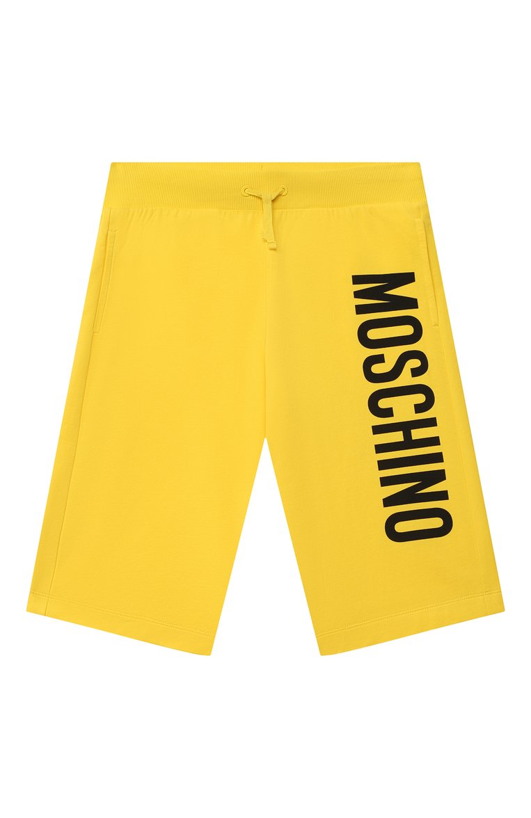 Детские хлопковые шорты MOSCHINO желтого цвета, арт. HMQ007/LDA27/10A-14A | Фото 1 (Мал�ьчики Кросс-КТ: Шорты-одежда; Материал внешний: Хлопок; Региональные ограничения белый список (Axapta Mercury): RU; Нос: Не проставлено; Ростовка одежда: 10 - 11 лет | 140 - 146см, 12 лет | 152 см, 13 - 15 лет | 158 см)
