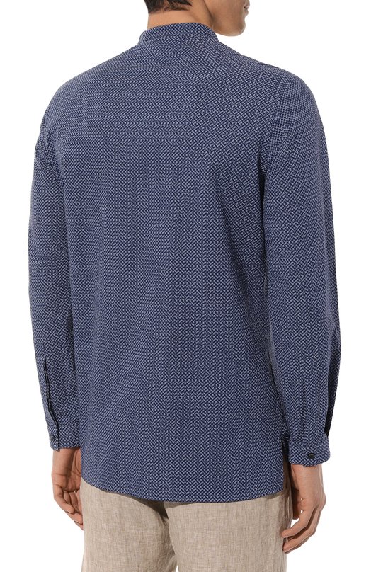 Хлопковая рубашка Giorgio Armani 4SGCC0A5/T04WH Синий  4SGCC0A5/T04WH Фото 4