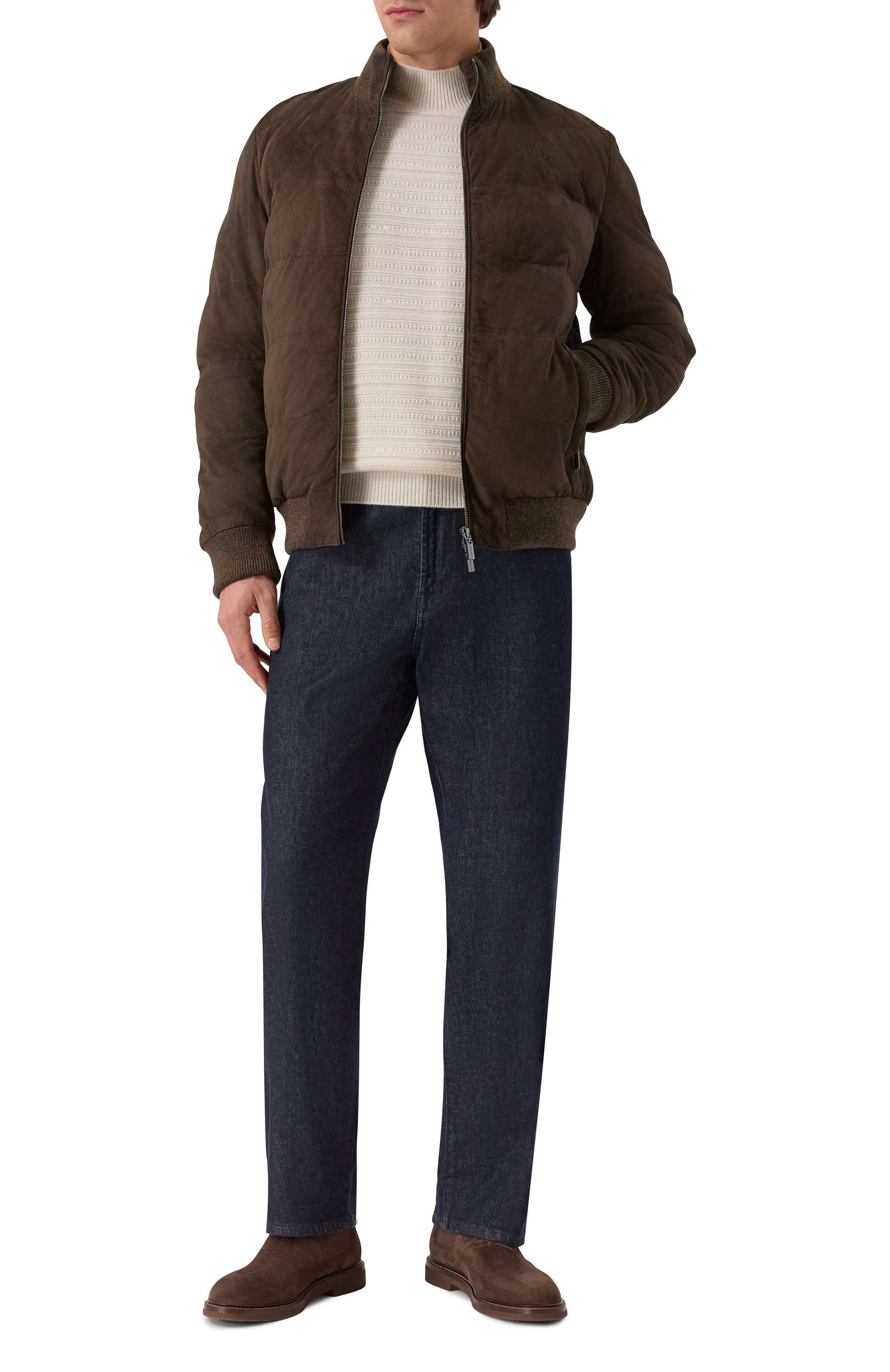 Замшевый бомбер GIMO'S темно-коричневого цвета по цене 159500 руб., арт. 5W20.1.070.80, фото 2 Замшевый бомбер GIMO'S, арт. 5W20.1.070.80, фото 2