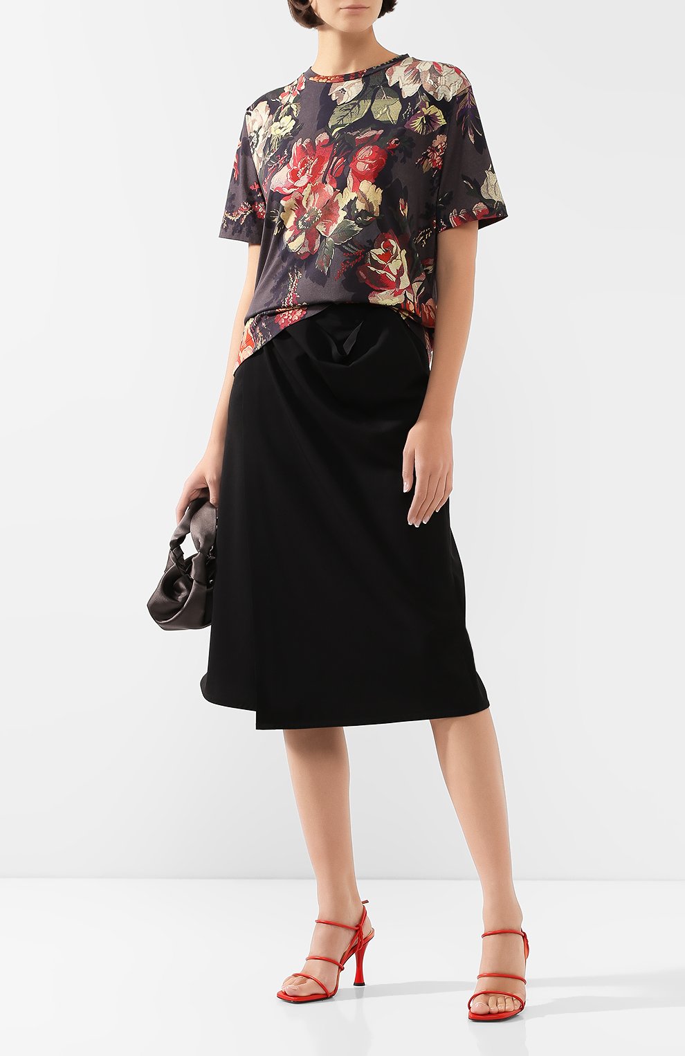 Хлопковая футболка DRIES VAN NOTEN серого цвета по цене 22550 руб., арт. 201-31166-9620, фото 2 Хлопковая футболка DRIES VAN NOTEN, арт. 201-31166-9620, фото 2