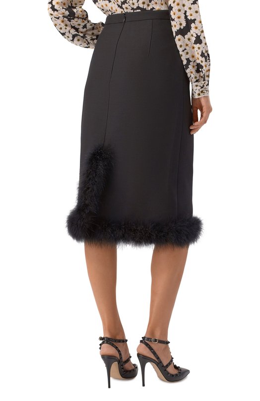 Юбка из шерсти и шелка Valentino 8B3RAEJ1/1CF Чёрный  8B3RAEJ1/1CF Фото 4