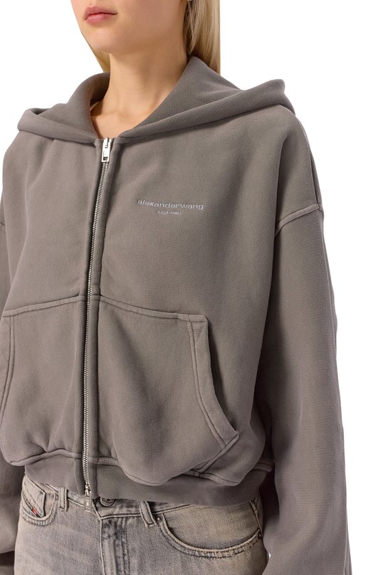 Хлопковая толстовка Alexander Wang 1CC3251057 Серый  1CC3251057 Фото 5