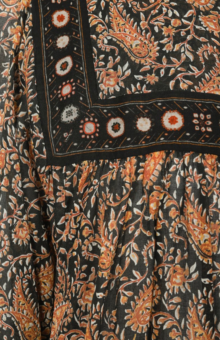 Женское хлопковое платье ISABEL MARANT ETOILE оранжевого цвета, арт. 25PR00027FA/C1J04E | Фото 6 (Длина Ж (юбки, платья, шорты): Миди; Рукава: Длинные; Материал внешний: Хлопок; Случай: Повседневный; Женское Кросс-КТ: Платье-одежда; Стили: Бохо; Автоматизация состава: Проставлено; Автоматизация ТО: Проставлено)