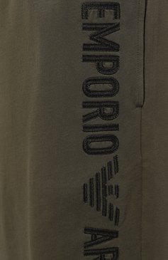 Мужские хлопковые шорты EMPORIO ARMANI хаки цвета, арт. 211860/4R485 | Фото 5 (Материал внешний: Хлопок; Длина Шорты М: До колена; Стили: Милитари; Принт: Без принта; Случай: Повседневный)