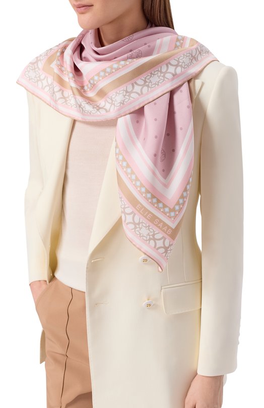 Шелковый платок Elie Saab 710010141 Розовый  710010141 Фото 2
