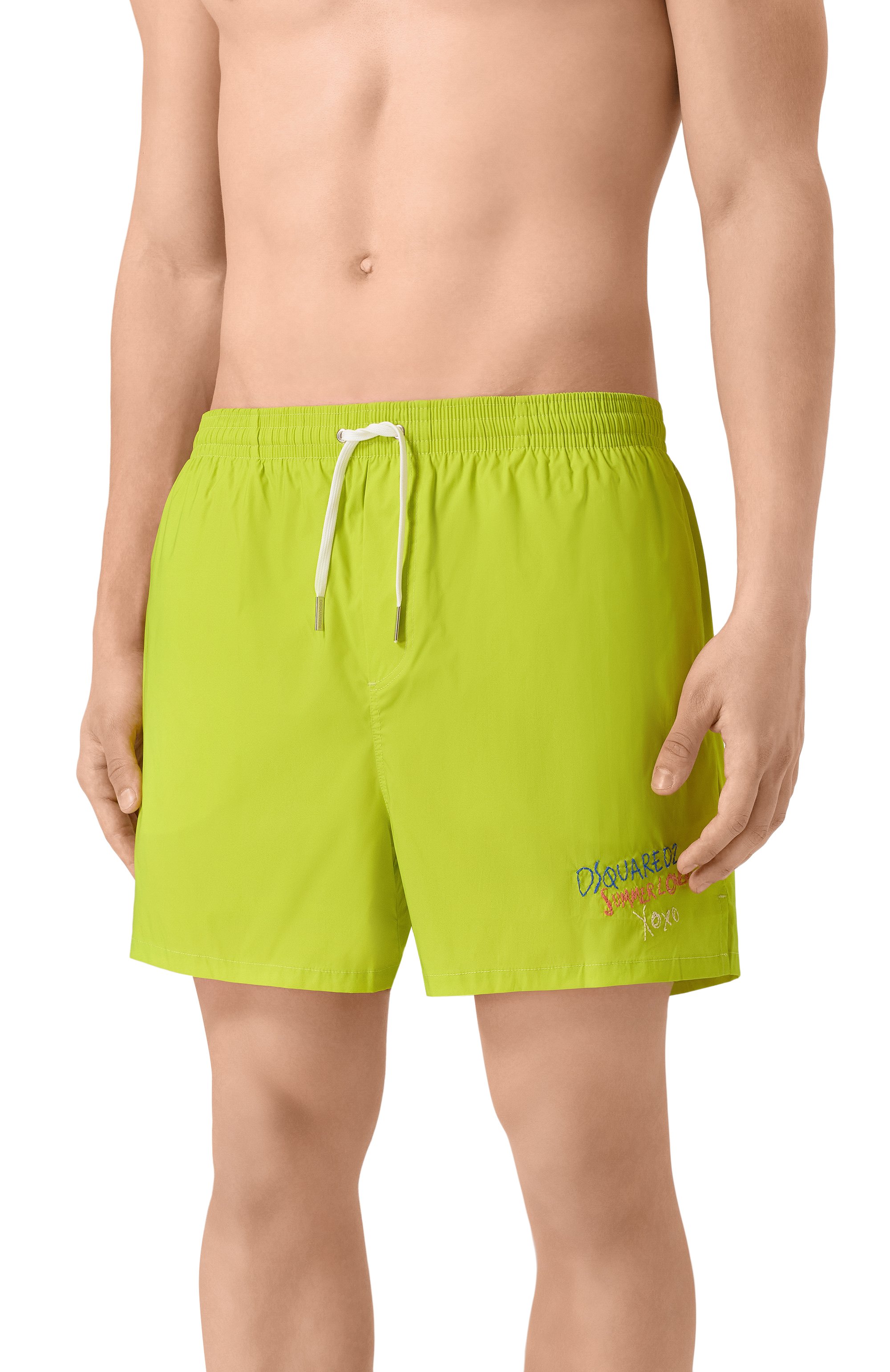 Плавки-шорты DSQUARED2 салатового цвета по цене 47300 руб., арт. D7B62632, фото 2 Плавки-шорты DSQUARED2, арт. D7B62632, фото 2