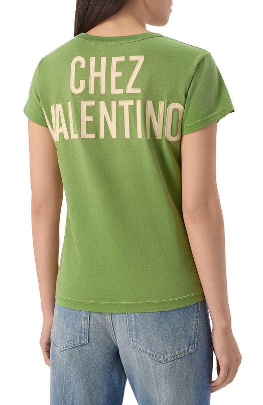 Хлопковая футболка Valentino 7B3MG24Y/9GL Зелёный  7B3MG24Y/9GL Фото 4