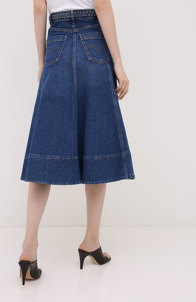 Джинсовая юбка VALENTINO синего цвета по цене 95700 руб., арт. UB3DD10G1LL, фото 4 Джинсовая юбка VALENTINO, арт. UB3DD10G1LL, фото 4