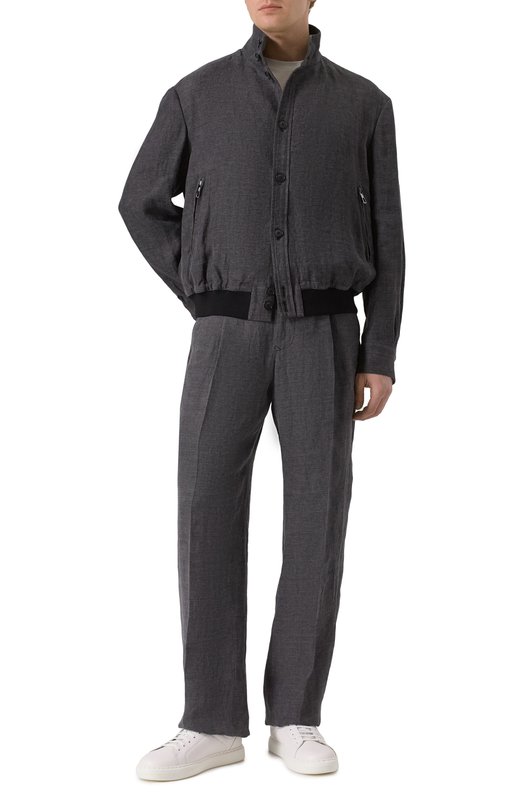 Льняной бомбер Giorgio Armani GM001748/TE15998 Серый  GM001748/TE15998 Фото 2