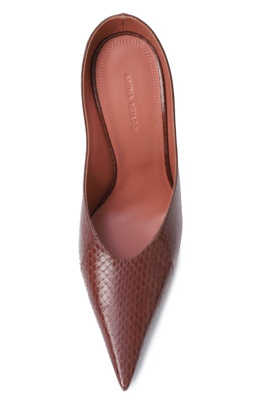 Кожаные туфли Anok Amina Muaddi AN0K MULE/SNAKE Коричневый  AN0K MULE/SNAKE Фото 6