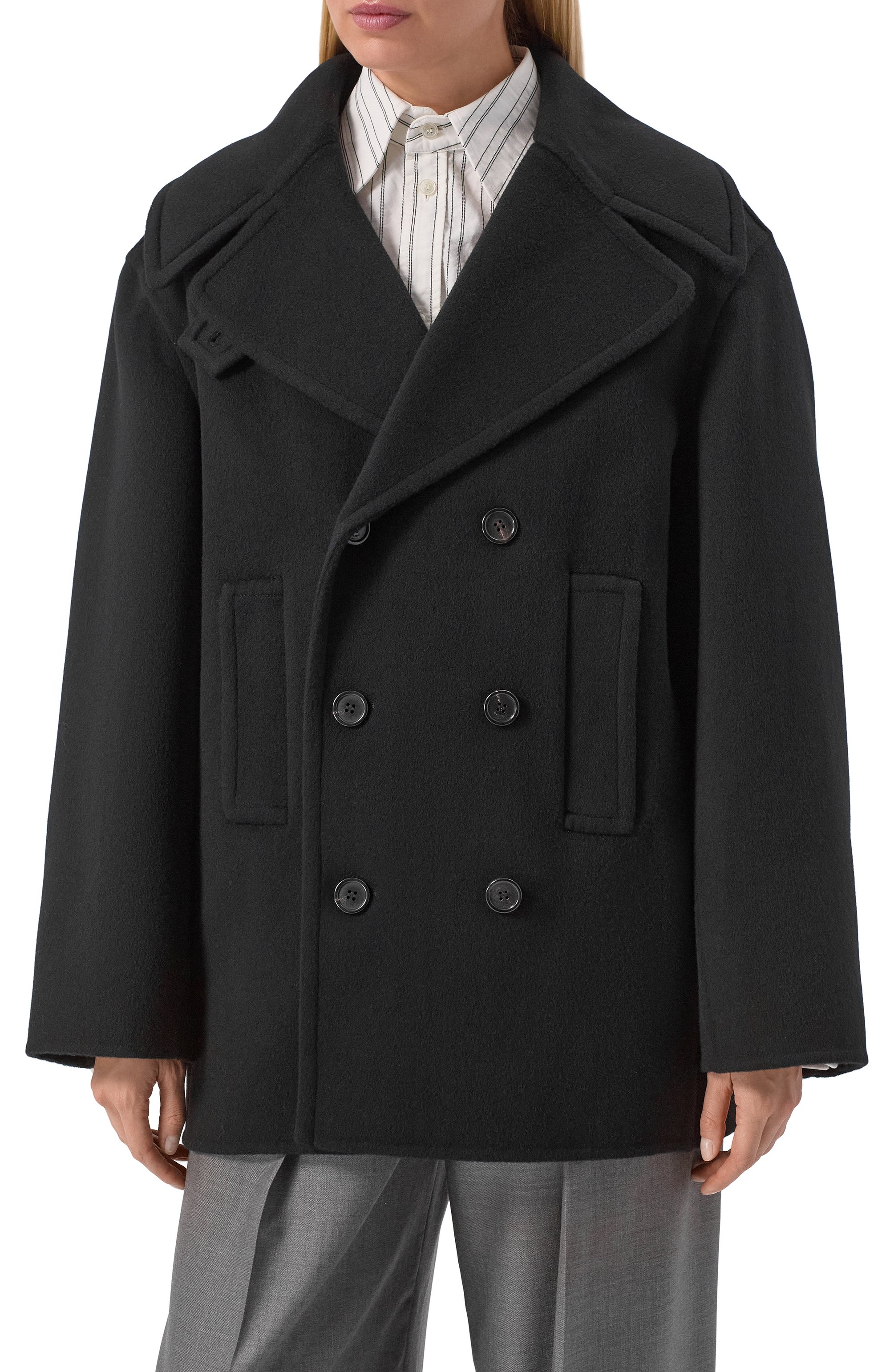 Шерстяное полупальто SAINT LAURENT, арт. 838047/Y060R, фото 3