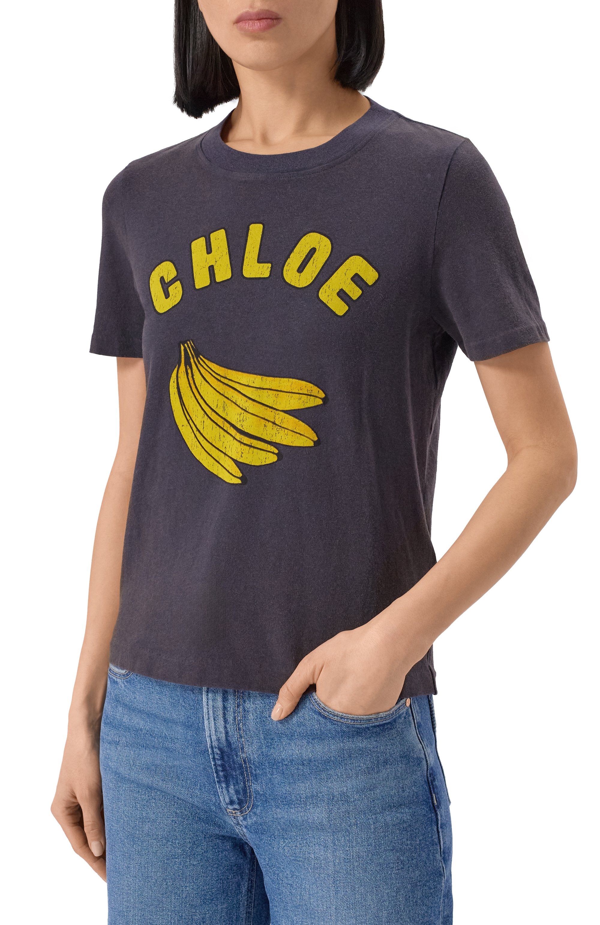 Хлопковая футболка CHLOÉ темно-синего цвета по цене 61550 руб., арт. CH25SJH08187, фото 3 Хлопковая футболка CHLOÉ, арт. CH25SJH08187, фото 3