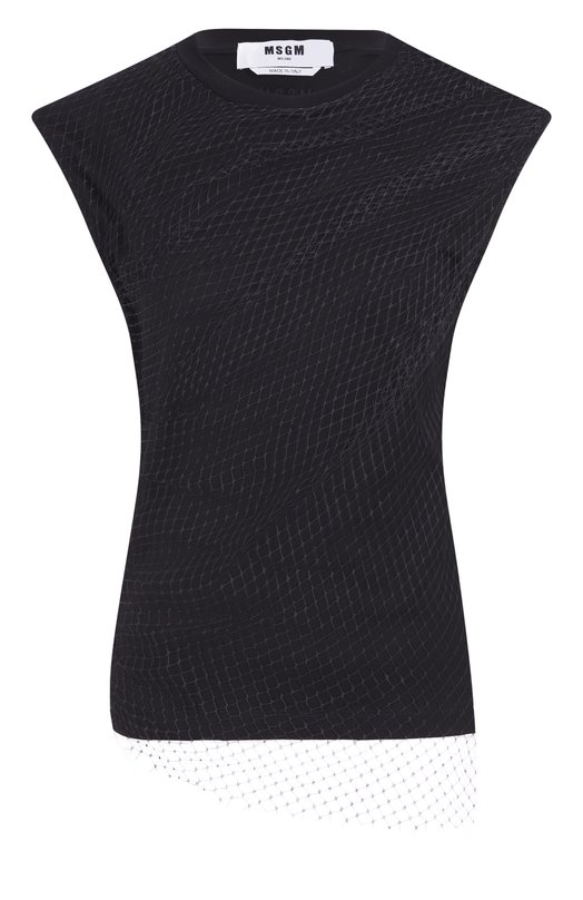 Хлопковый топ MSGM 3941MDT71/257798 Чёрный 3941MDT71/257798
