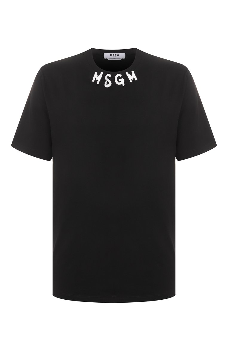 Мужская хлопковая футболка MSGM черного цвета, арт. 3840MM102/257002 | Фото 1 (Материал внешний: Хлопок; Длина (для топов): Стандартные; Рукава: Короткие; Принт: С принтом; Стили: Спорт-шик; Мужское Кросс-КТ: Футболка-одежда)