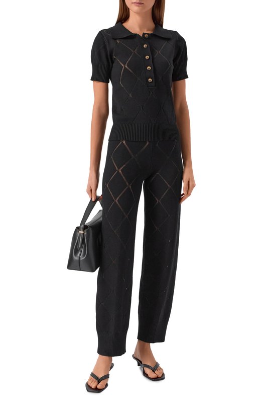 Брюки из вискозы Yuzefi N0EMI-INTARSIA RIB HEM TR0USERS/KNIT Чёрный  N0EMI-INTARSIA RIB HEM TR0USERS/KNIT Фото 2