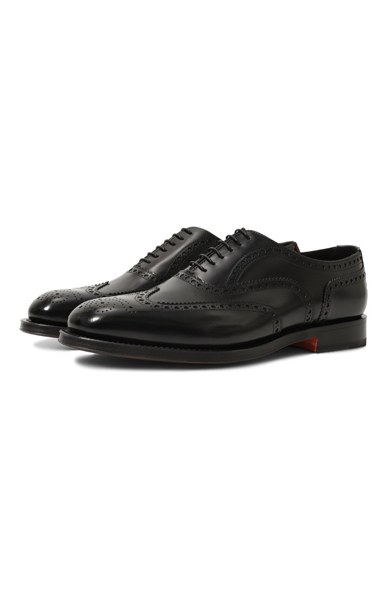 Мужские кожаные оксфорды SANTONI черного цвета, арт. MCCG17836PD5HSH9 | Фото 1 (Нос: Не проставлено; Материал внутренний: Натуральная кожа; Материал сплава: Проставлено; Стили: Классический; Мужское Кросс-КТ: Броги-обувь; Материал внешний: Натуральная кожа)