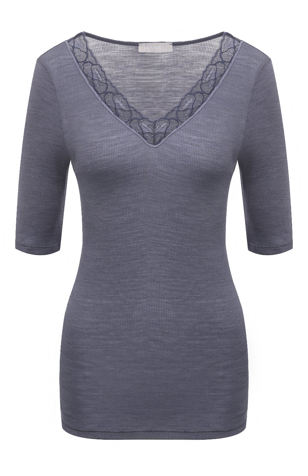 Лонгслив из шерсти и шелка HANRO синего цвета по цене 18930 руб., арт. 070972, фото 1 Лонгслив из шерсти и шелка HANRO, арт. 070972, фото 1