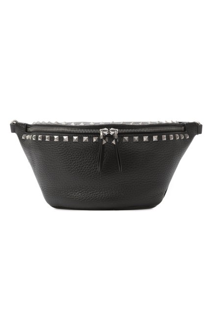 Мужская поясная сумка rockstud VALENTINO черного цвета, арт. 6Y2B0D07/KDB | Фото 1 (Ремень/цепочка: На ремешке; Материал сплава: Проставлено; Размер: medium; Материал: Натуральная кожа; Драгоценные камни: Проставлено)