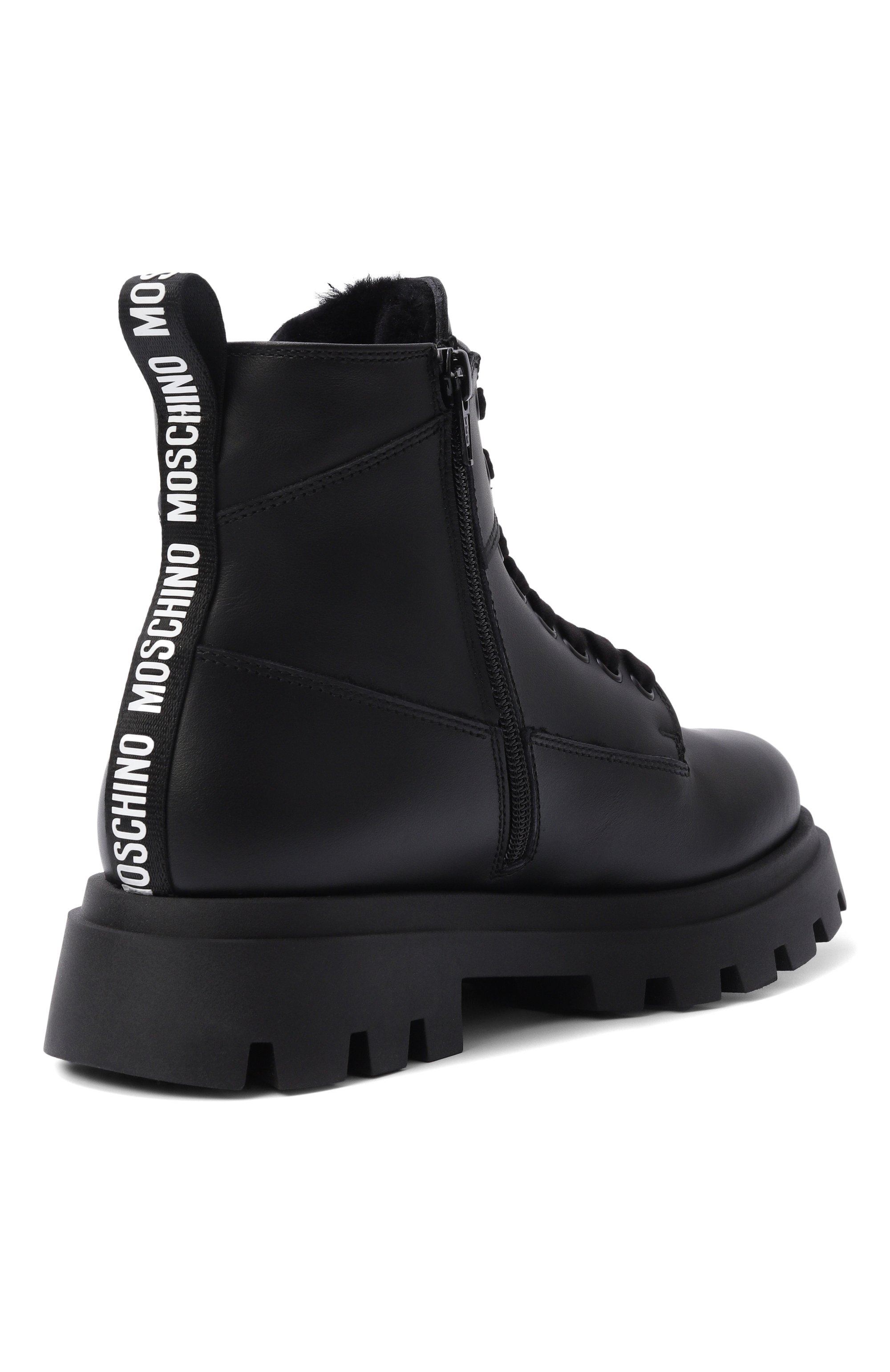Кожаные ботинки MOSCHINO черного цвета по цене 42900 руб., арт. 84276/VAR2, фото 3 Кожаные ботинки MOSCHINO, арт. 84276/VAR2, фото 3