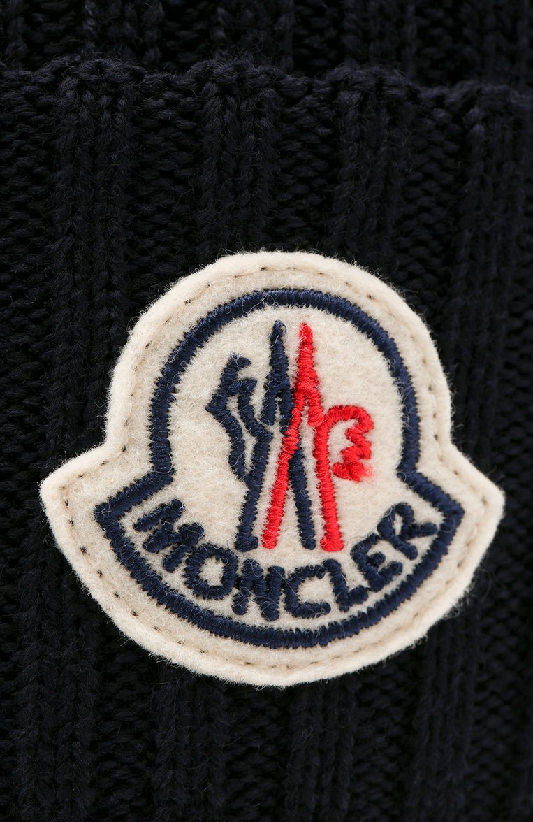 Мужская шерстяная шапка MONCLER синего цвета, арт. G2-091-3B000-29-A9576 | Фото 3 (Материал: Текстиль, Шерсть; Кросс-КТ: Трикотаж; Материал сплава: Проставлено; Нос: Не проставлено)