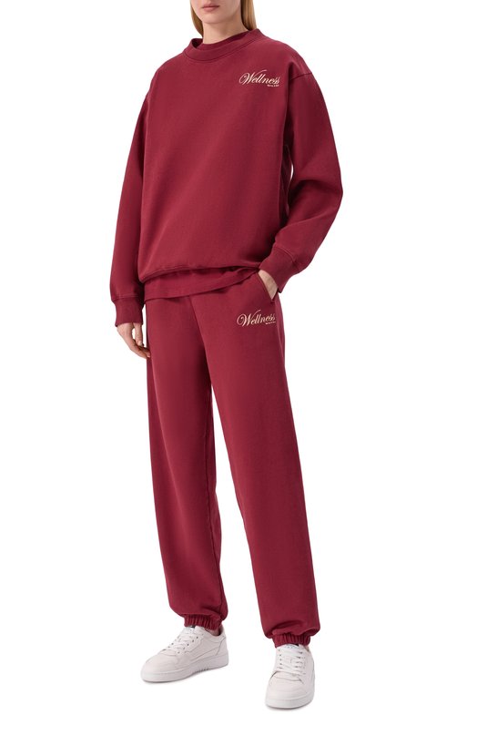 Хлопковые брюки Sporty and Rich PA03662083RE10 Бордовый  PA03662083RE10 Фото 2