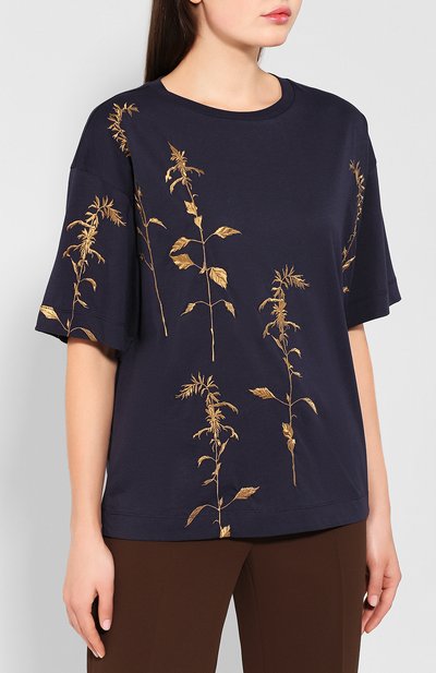 Хлопковая футболка DRIES VAN NOTEN синего цвета по цене 22900 руб., арт. 192-11179-8611, фото 3 Хлопковая футболка DRIES VAN NOTEN, арт. 192-11179-8611, фото 3