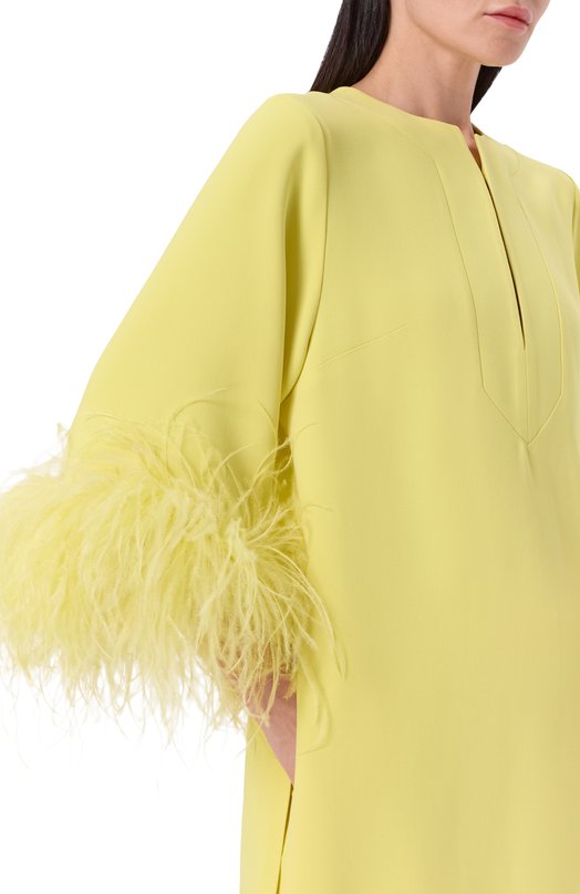 Топ с отделкой перьями Elie Saab T0292ERC26/CD023 Жёлтый  T0292ERC26/CD023 Фото 5