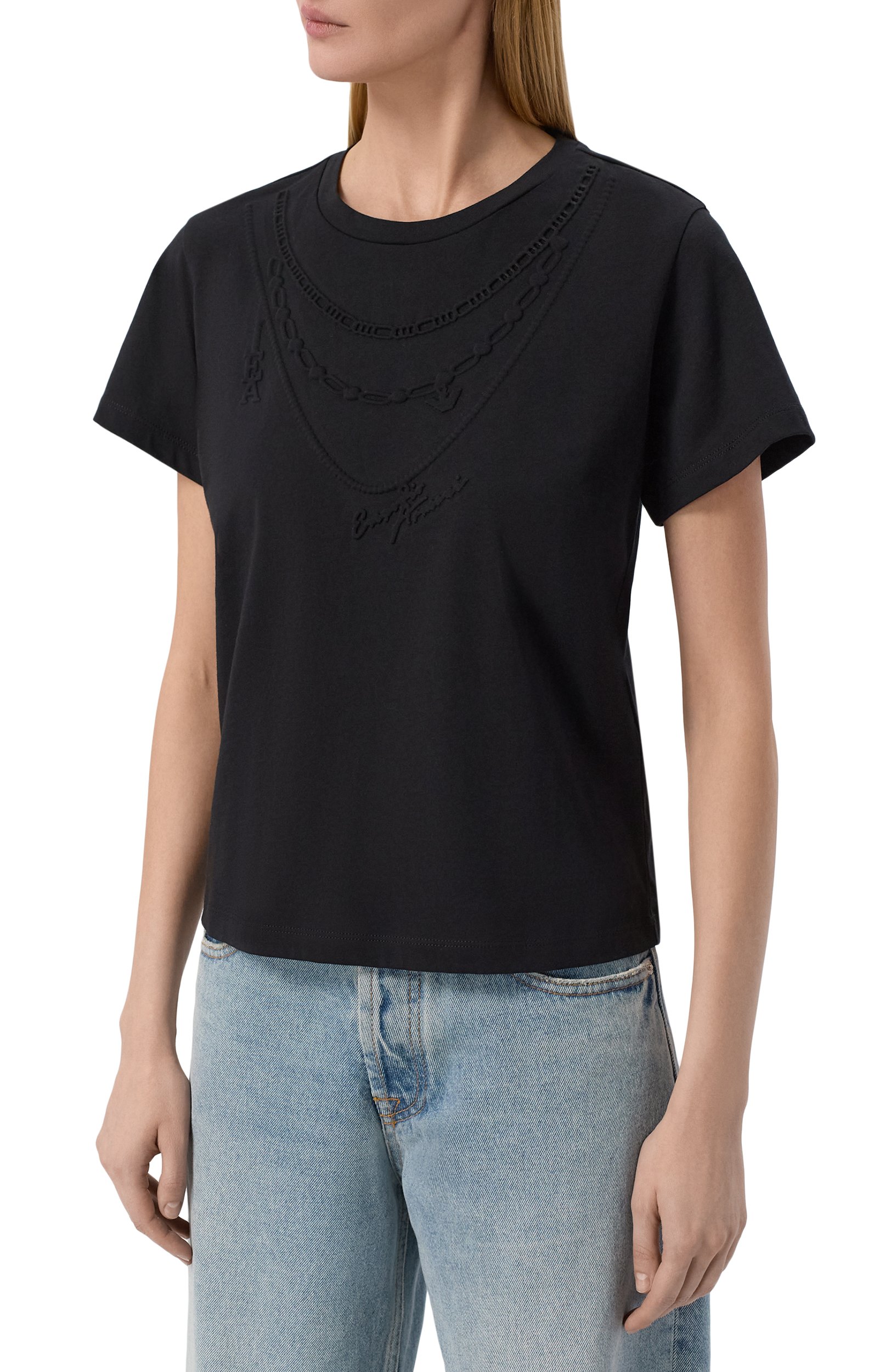 Хлопковая футболка EMPORIO ARMANI черного цвета по цене 21700 руб., арт. EW004969/AF25885, фото 3 Хлопковая футболка EMPORIO ARMANI, арт. EW004969/AF25885, фото 3