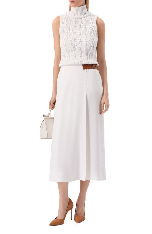 Хлопковый топ с отделкой пайетками Lorena Antoniazzi P26140MJ08A/2905 Белый  P26140MJ08A/2905 Фото 2