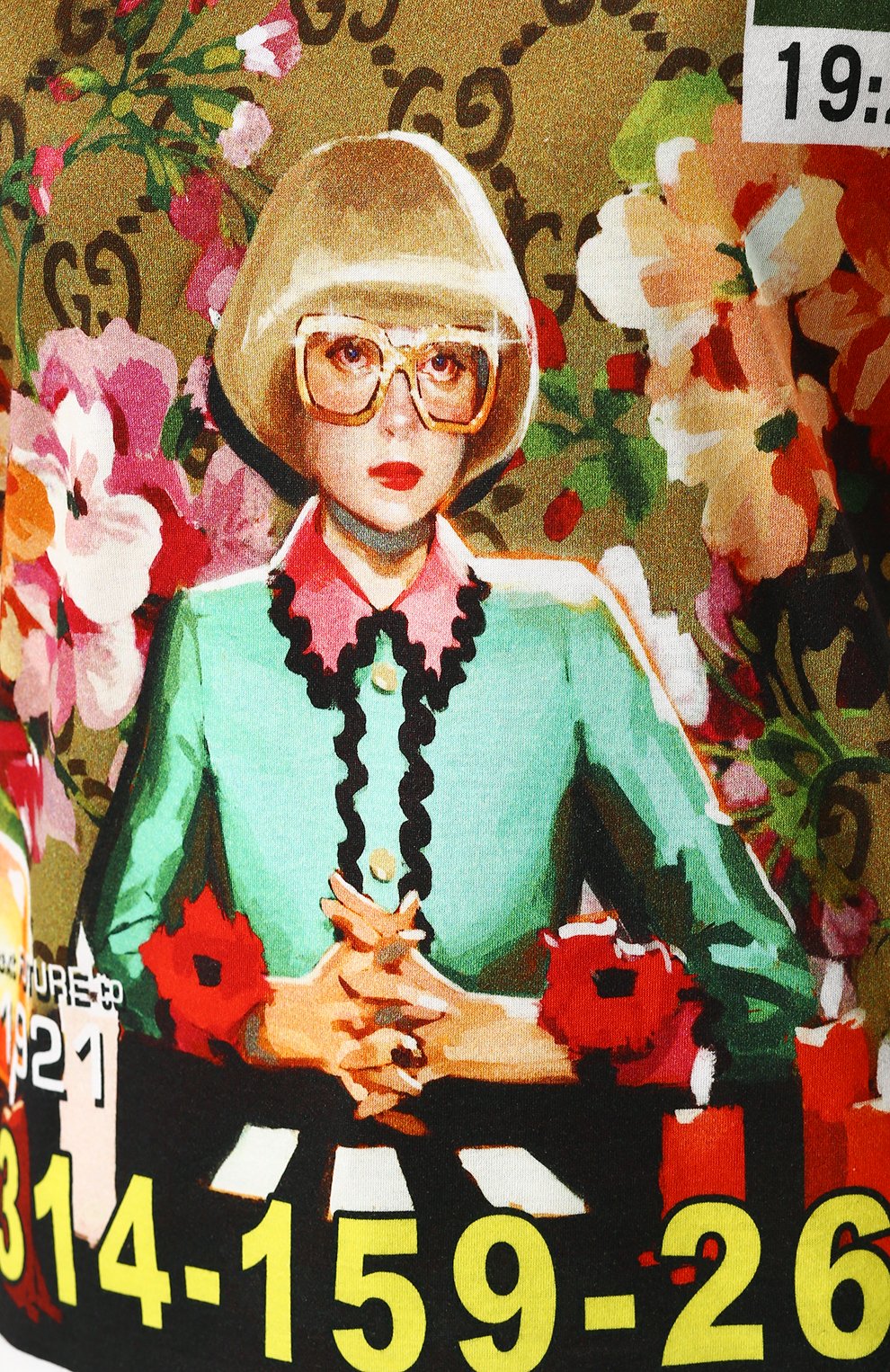 Хлопковая футболка свободного кроя с принтом GUCCI, арт. 492347/X3L88, фото 5