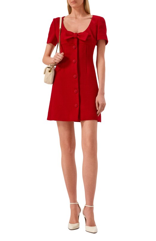 Твидовое платье Valentino 7B0VAH30/90Y Красный  7B0VAH30/90Y Фото 2