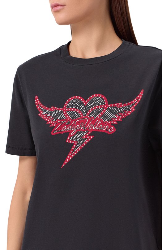 Хлопковая футболка Zadig and Voltaire JWTS02856 Чёрный  JWTS02856 Фото 5