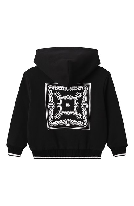Детский хлопковая толстовка DOLCE & GABBANA черного цвета, арт. L4JWKG/G70K1/2-6 | Фото 2 (Материал сплава: Проставлено; Драгоценные камни: Проставлено; Рукава: Длинные)