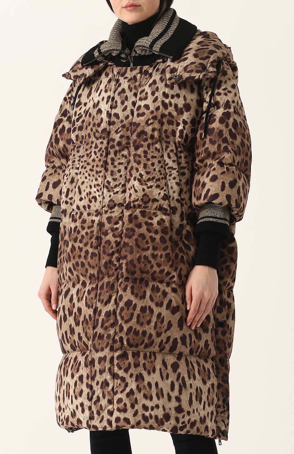 Удлиненный стеганый пуховик с леопардовым принтом DOLCE & GABBANA, арт. 0102/F9A42T/FSM7M, фото 3