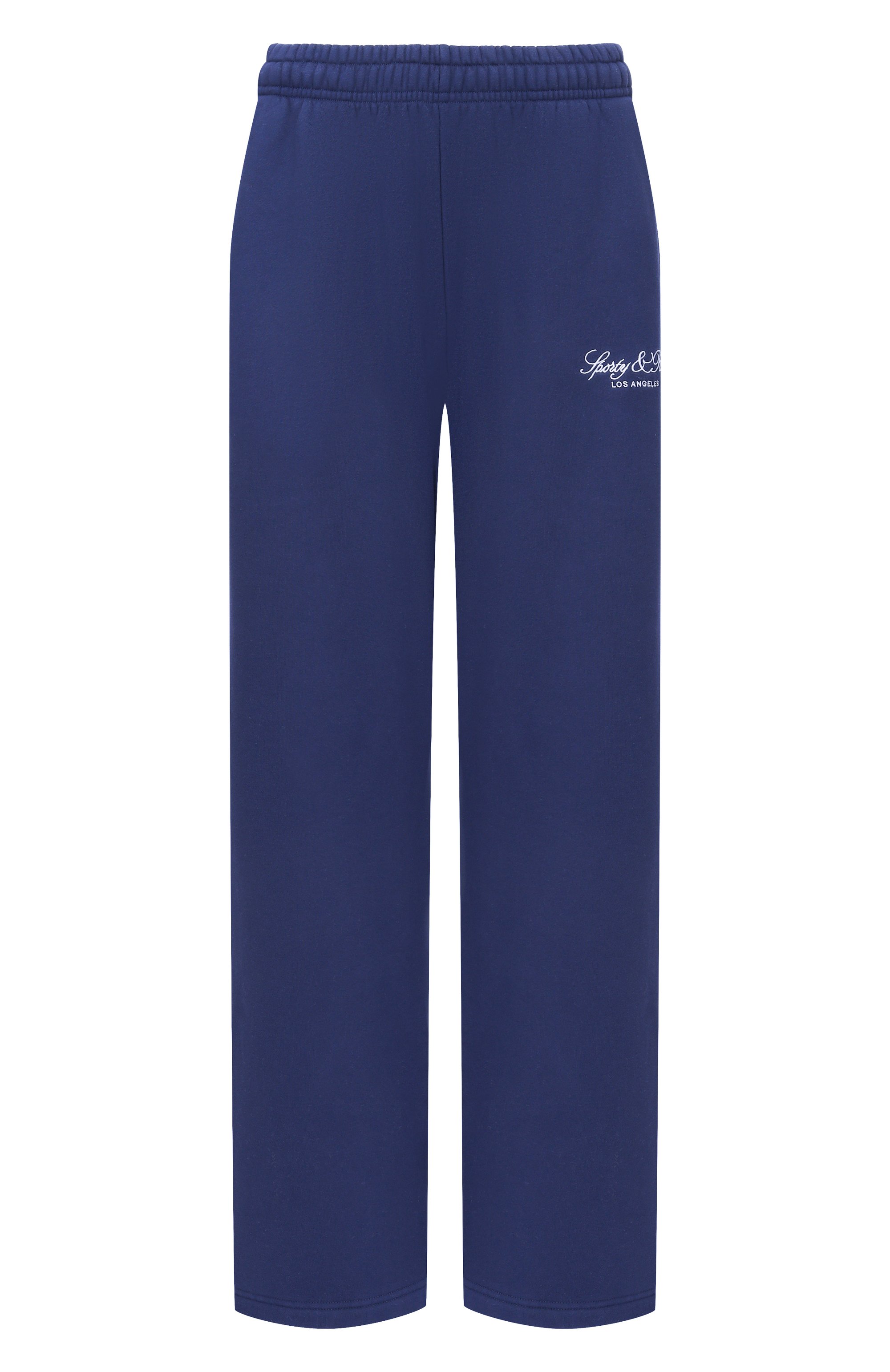 Хлопковые брюки SPORTY AND RICH темно-синего цвета по цене 32200 руб., арт. PA07176269BL106, фото 1 Хлопковые брюки SPORTY AND RICH, арт. PA07176269BL106, фото 1