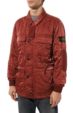 Мужская утепленная куртка STONE ISLAND коричневого цвета, арт. 751543521 | Фото 3 (Кросс-КТ: Куртка; Рукава: Длинные; Материал внешний: Синтетический материал; Мужское Кросс-КТ: утепленные куртки; Материал сплава: Проставлено; Материал подклада: Синтетический материал; Драгоценные камни: Проставлено; Длина (верхняя одежда): Короткие; Стили: Кэжуэл)