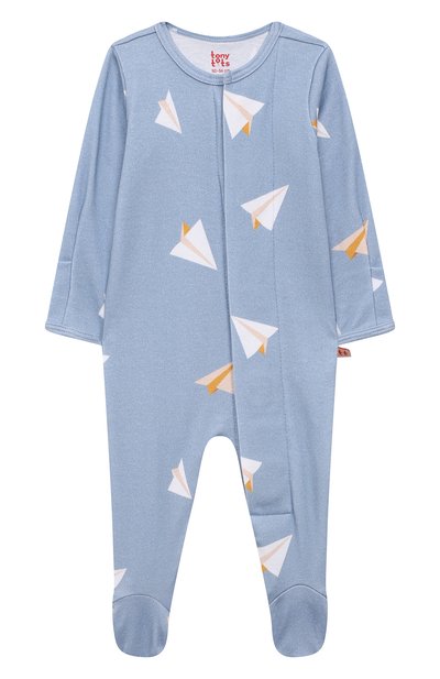 Хлопковый комбинезон TONY TOTS голубого цвета по цене 3990 руб., арт. SL001FLH, фото 1 Хлопковый комбинезон TONY TOTS, арт. SL001FLH, фото 1