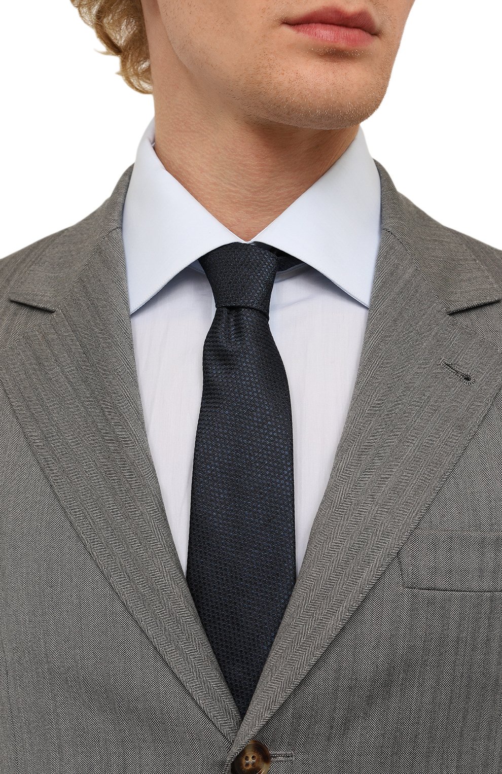 Шелковый галстук CANALI темно-синего цвета по цене 15950 руб., арт. 18/HJ03805, фото 2 Шелковый галстук CANALI, арт. 18/HJ03805, фото 2