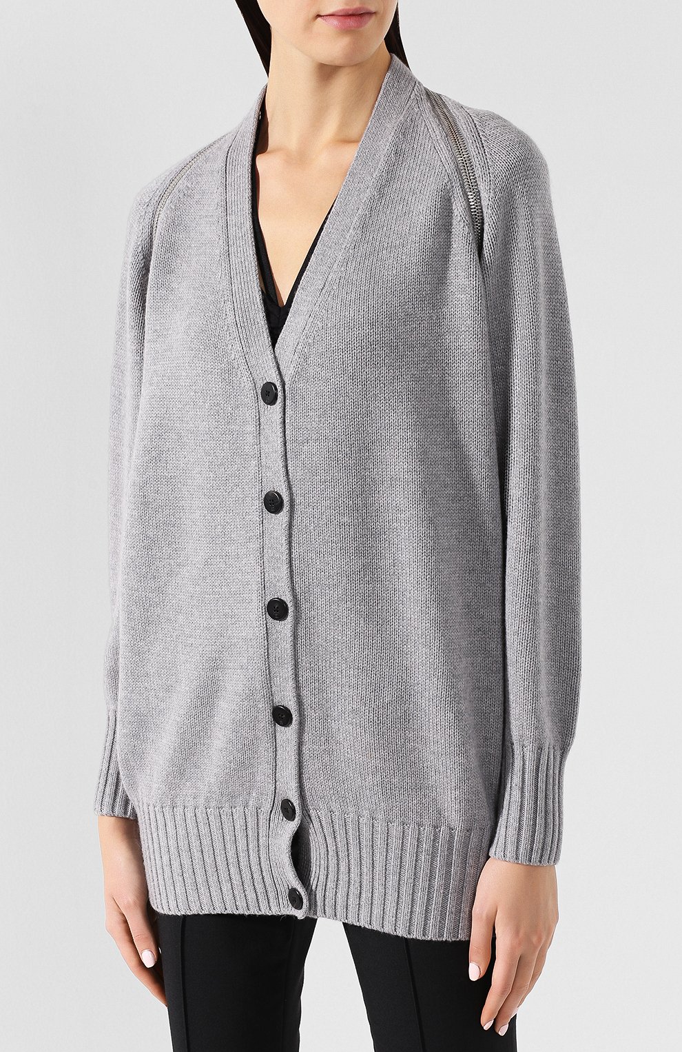 Шерстяной кардиган с молнией ALEXANDER WANG серого цвета по цене 57700 руб., арт. 1K493110K4, фото 3 Шерстяной кардиган с молнией ALEXANDER WANG, арт. 1K493110K4, фото 3