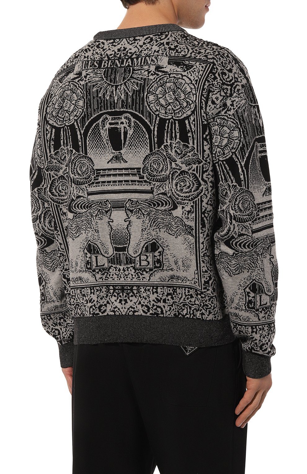 Хлопковый джемпер LES BENJAMINS черно-белого цвета по цене 25850 руб., арт. LB23SSH0EMUKN-004, фото 4 Хлопковый джемпер LES BENJAMINS, арт. LB23SSH0EMUKN-004, фото 4