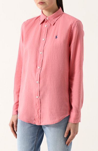 Однотонная льняная блуза свободного кроя POLO RALPH LAUREN, арт. 211697460, фото 3