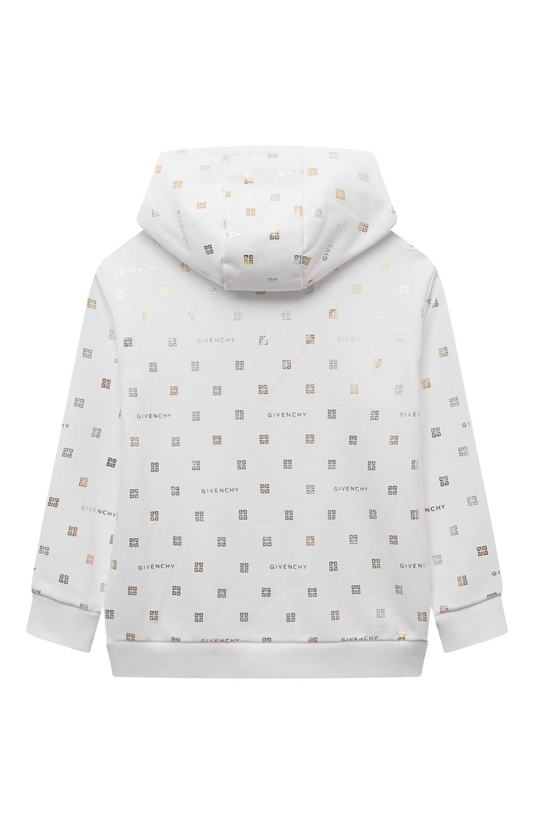 Детский хлопковое худи GIVENCHY белого цвета, арт. H30070/6A-12A | Фото 2 (Материал внешний: Хлопок; Рукава: Длинные; Девочки Кросс-КТ: Худи-одежда; Автоматизация состава: Проставлено; Автоматизация ТО: Проставлено; Ростовка одежда: 5 лет | 110 см, 10 - 11 лет | 140 - 146см, 12 лет | 152 см, 7 лет | 122 см)