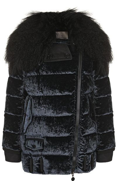 Женский стеганый бархатный пуховик с косой молнией MONCLER, арт. C2-093-46322-20-549K1