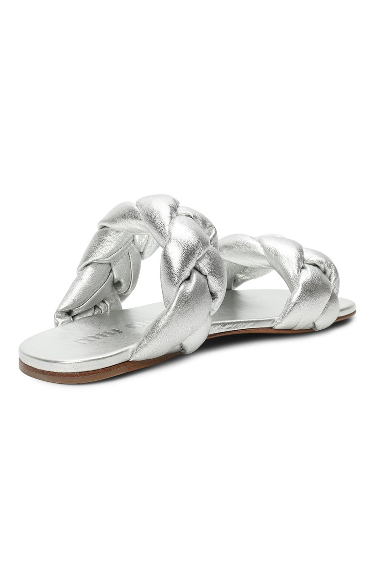 Кожаные шлепанцы MIU MIU, арт. 5XX488-3LAB-F0118, фото 3