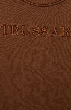 Детский хлопковый свитшот TRUSSARDI JUNIOR коричневого цвета, арт. TBP24025FE | Фото 3 (Рукава: Длинные; Материал сплава: Проставлено; Материал внешний: Хлопок; Драгоценные камни: Проставлено; Мальчики Кросс-КТ: Свитшот-одежда; Ростовка одежда: 16 лет | 164 см, 13 - 15 лет | 158 см, 10 - 11 лет | 140 - 146см, 8 лет | 128 см, 12 лет | 152 см)